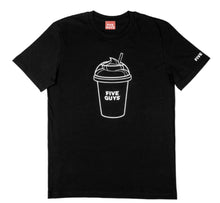 Load image into Gallery viewer, Black Five Guys Milkshake Icon T-Shirt