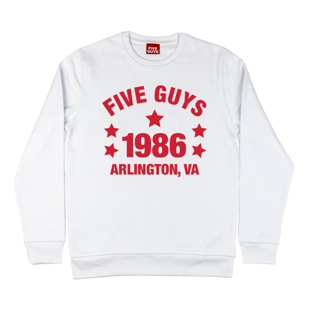 White Five Guys Arlington White Sweatshirt