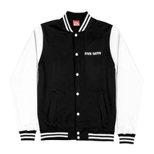 Load image into Gallery viewer, Black/White Five Guys Arlington 1986 College Varsity Jacket
