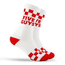 Load image into Gallery viewer, Red / White Five Guys Checkered Sport Socks
